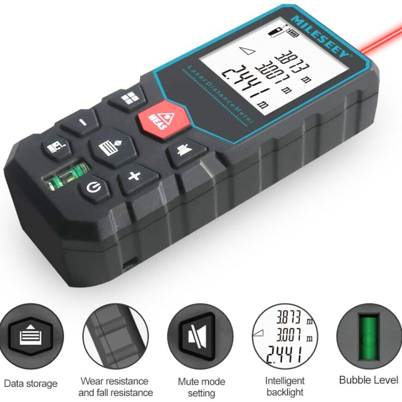Mileseey 50M Laser Distance Meter Distance Area Volume Laser Measure