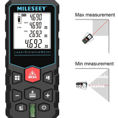 Mileseey 50M Laser Distance Meter Distance Area Volume Laser Measure